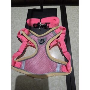 X-Small Pink & Yellow‎ Dog Harness W/leash